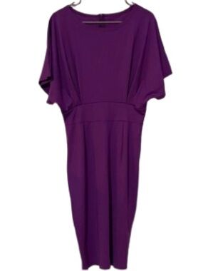 Bodycon Purple Short Sleeve Midi Dress Size Large
